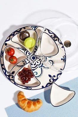 Blue And White Ceramic Starter Tray With Lid