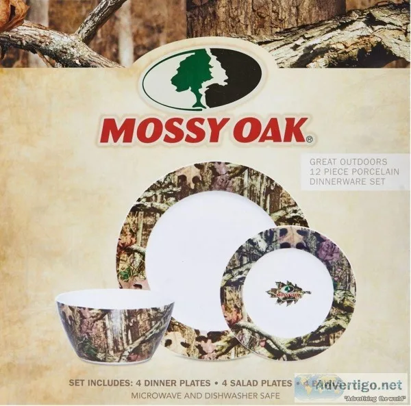 Mossy Oak Break-Up Infinity 12-Piece Dinnerware Set  Casual 12-p