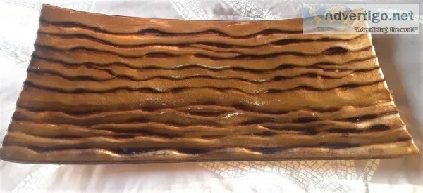 Gold Rippled Texture Centerpiece Tray