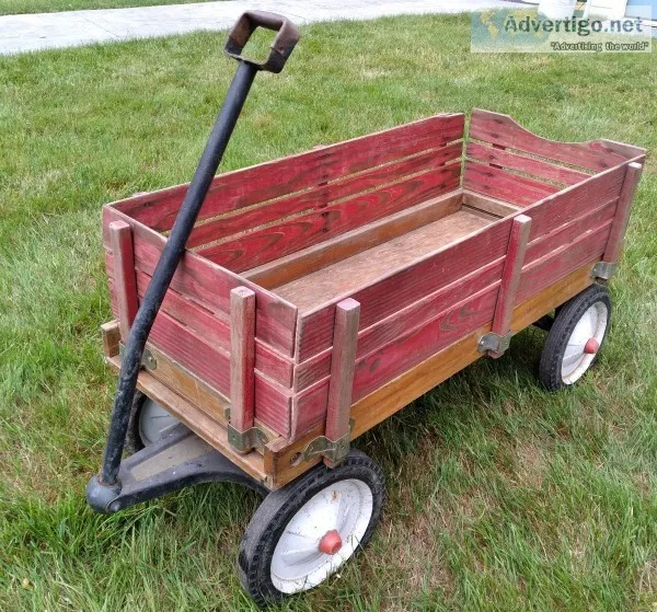 VINTAGE RADIO FLYER WOOD SLAT WAGON