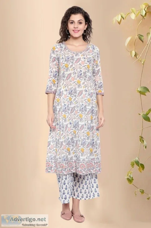 Komal Jaal Block Print Kurta- Rose Shree