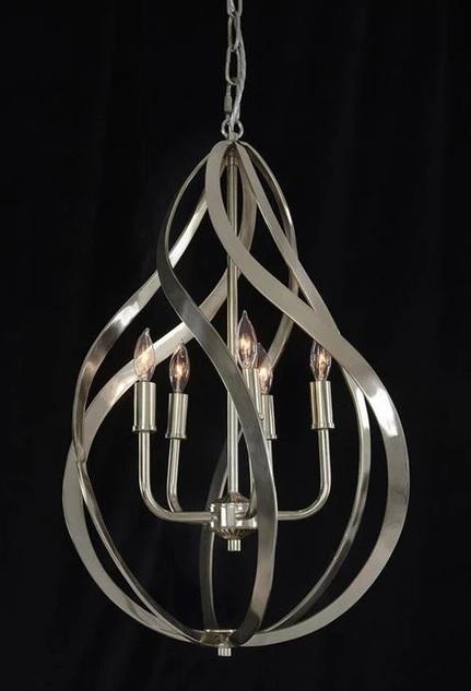 John Richard Ribbons of Nickel Swirls Five-Light Pendant  Luxury