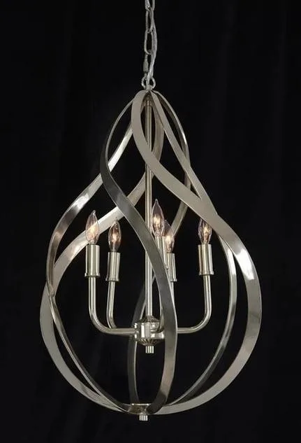 John Richard Ribbons of Nickel Swirls Five-Light Pendant  Luxury