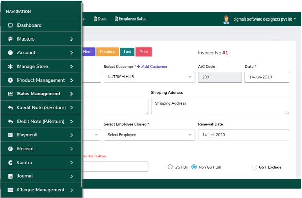 Gst enabled accounting and billing software