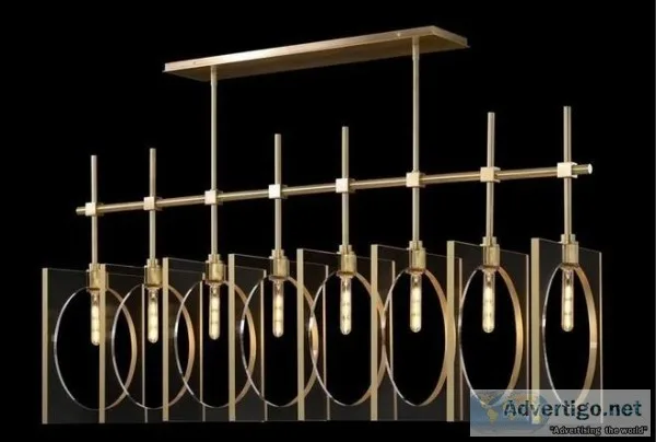 John Richard Genesis Acrylic Eight-Light Pendant in Antique Bras