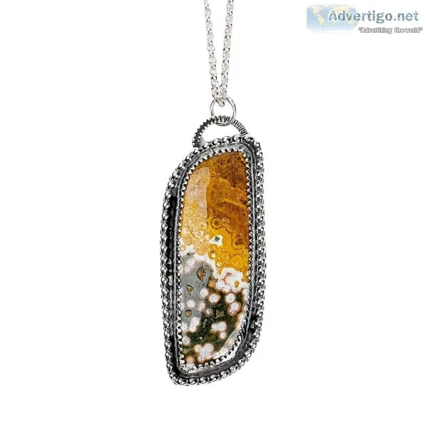Yellow and Green Ocean Jasper Gemstone Necklace