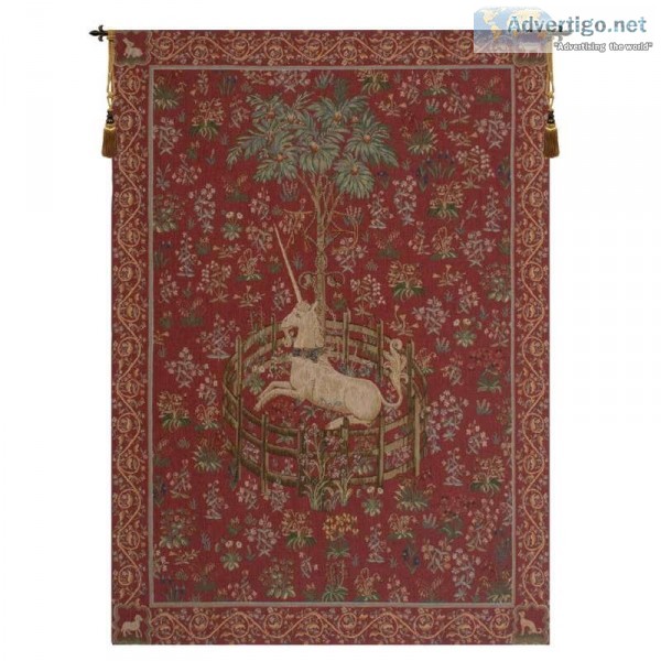 BUY LICORNE CAPTIVE ROUGE FRENCH TAPESTRY