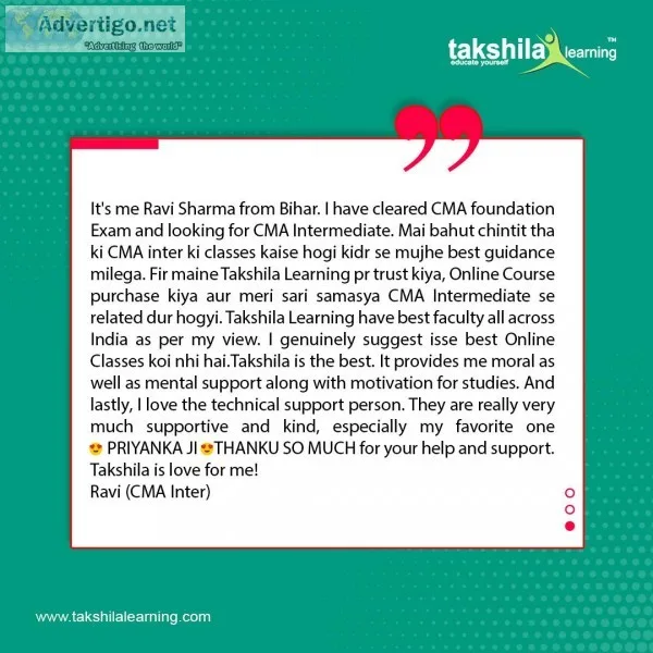 CMA intermediate video lectures by Takshila Learning