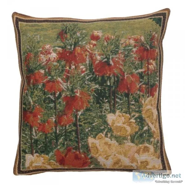 FLORAL  BELGIAN CUSHION COVER &quotKEUKENHOF GARDENS II&quot