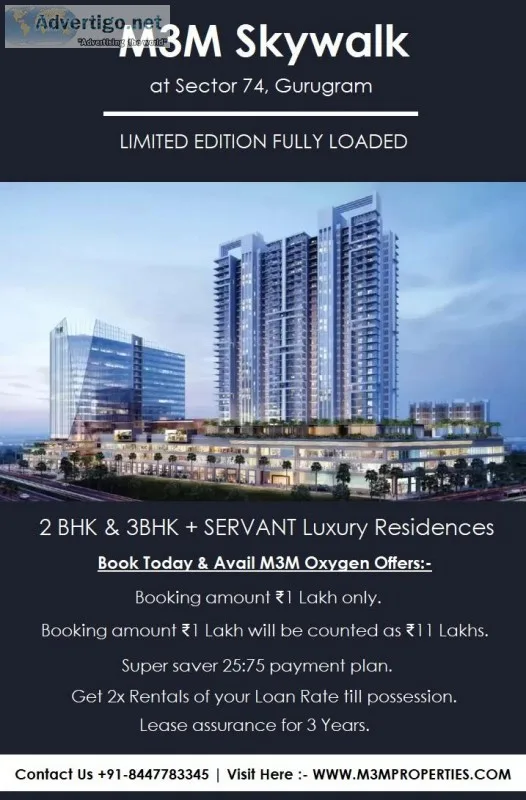 M3M Skywalk At Gurgaon - An Emblem Of Elegant Living