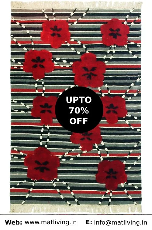 Contemporary lotus handwoven red rug & carpet sale