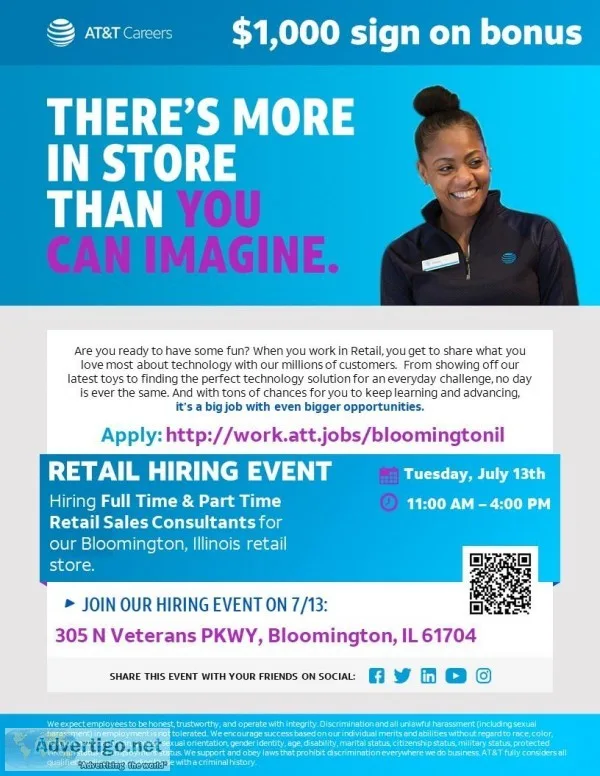 ATandT RETAIL HIRING EVENT - Bloomington IL