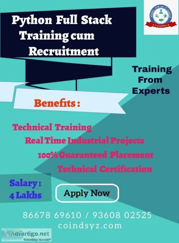 Python  Training With Placement For Freshers IT Candidates