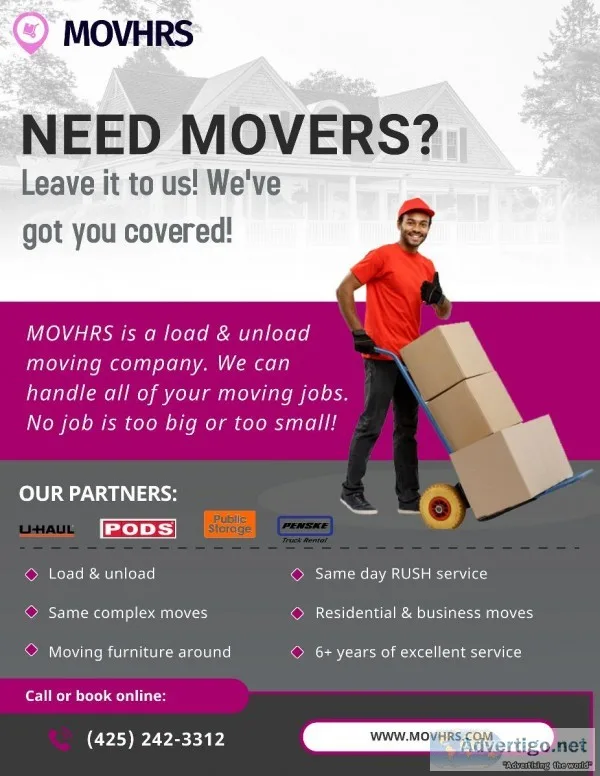 Need movers Loading Unloading Call MOVHRS 30hr