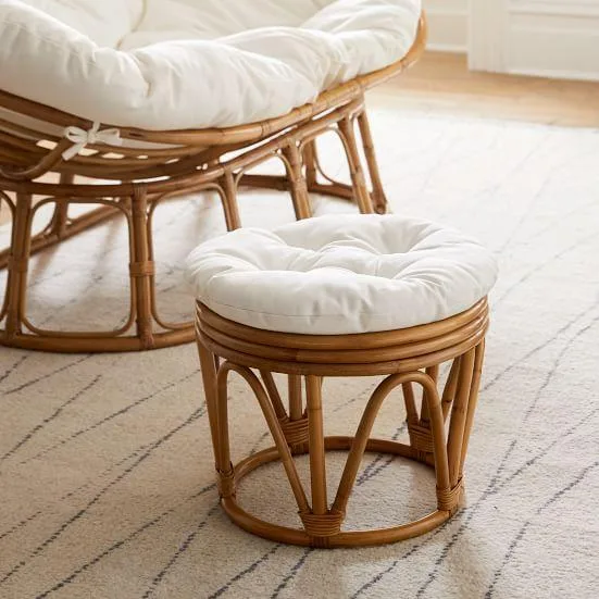pappasan chair with foot stool- blond color rattanbamboo