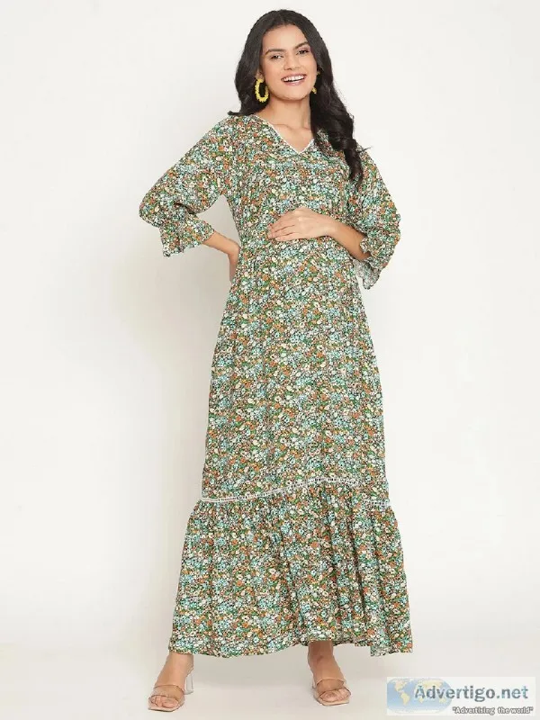 Everyday Maternity and Nursing Maxi Dress With Side Pockets