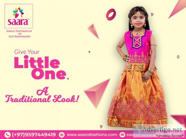 Grand traditional pattu pavadai for kids