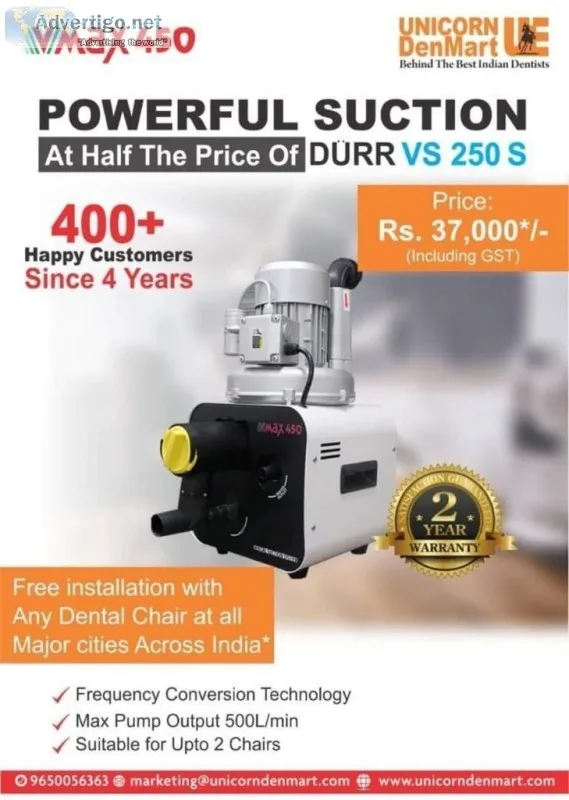 Vmax 450 Dental Suction - Unicorn Denmart