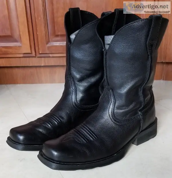 ARIAT Men s Sz 9.5D Black Leather Rambler Western-Square Toe Boo