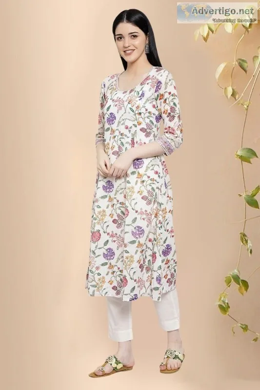 Riddhi Stylised Cotton Kurta- Rose Shree