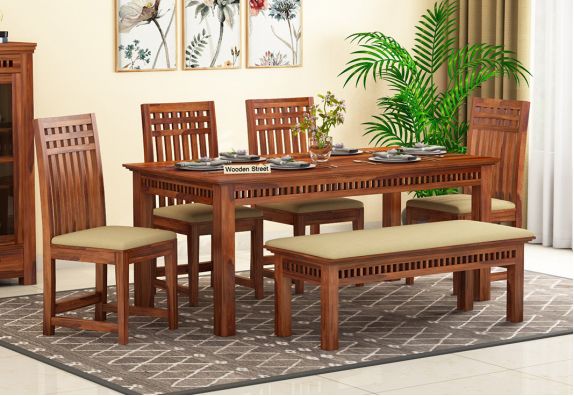 Order online wooden 6 seater dining table set at woodenstreet