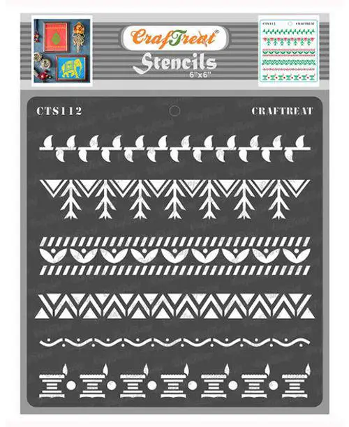 Craftreat Warli Border design stencil for crafts