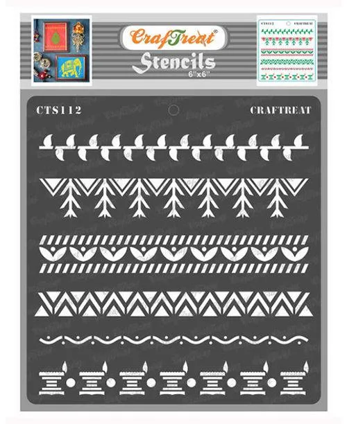 Craftreat Warli Border design stencil for crafts