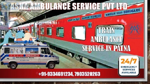 Confirm Train Ambulance Service with advanced medical equipment 