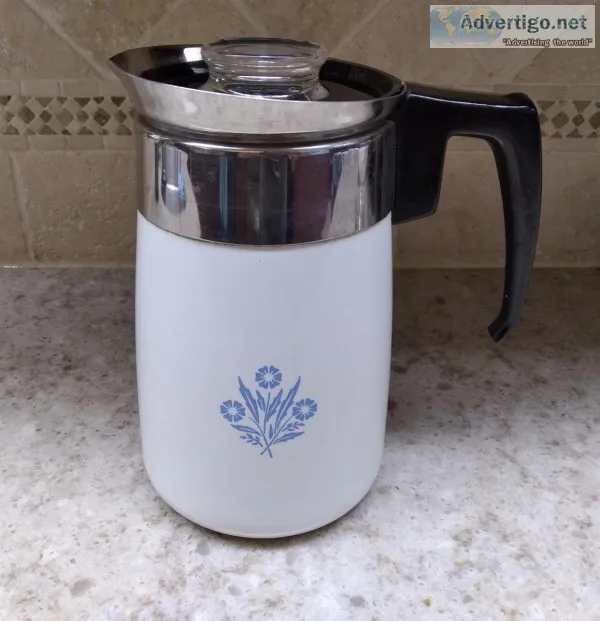 VINTAGE CORNINGWARE BLUE CORNFLOER COFFEE POT