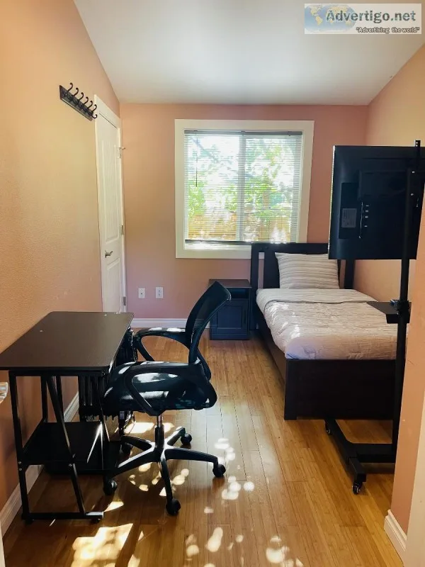 Small furnished bedroom with private bathroom for single male pe