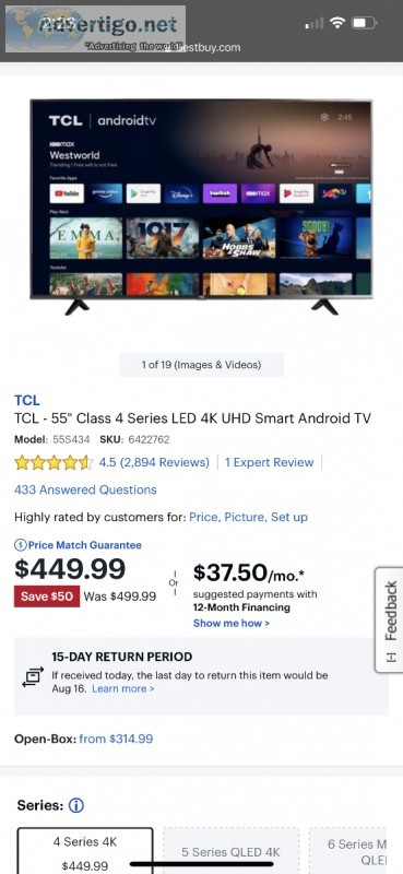 55 inch tcl Android tv price negotiable