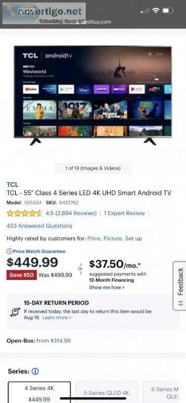 55 inch tcl Android tv price negotiable