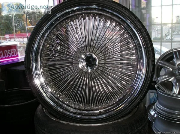 4 22 inch 100 spoke wire wheels and tires
