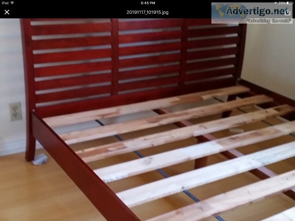 Queen bed frame real wood good condition