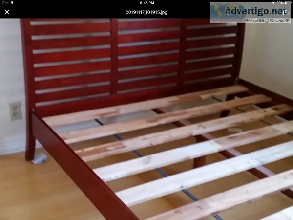 Queen bed frame real wood good condition