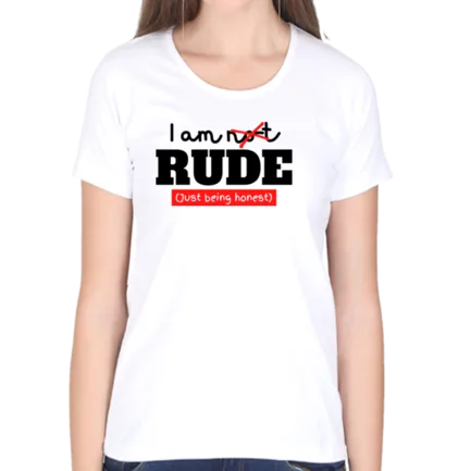 White funny printed t-shirts for women