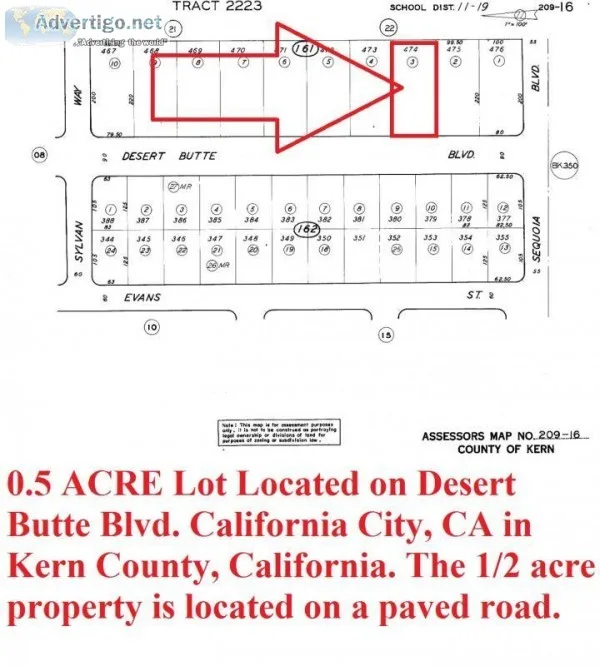 12 ACRE LOT ON DESERT BUTTE BLVD. LOCATED IN CALIFORNIA CITY 928