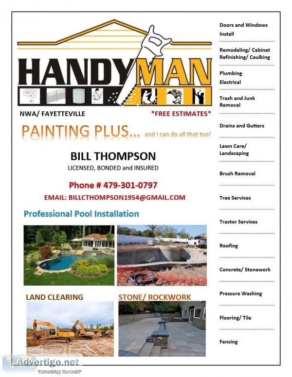BILL THOMPSON- CONTRACTOR HANDYMAN- QUALITY SERVICE- BEST RATES