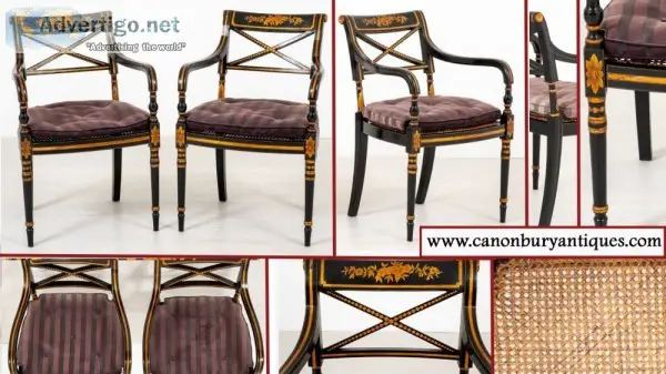 Buy Regency Ebonised Arm Chairs Gilt Ebony Interiors Online