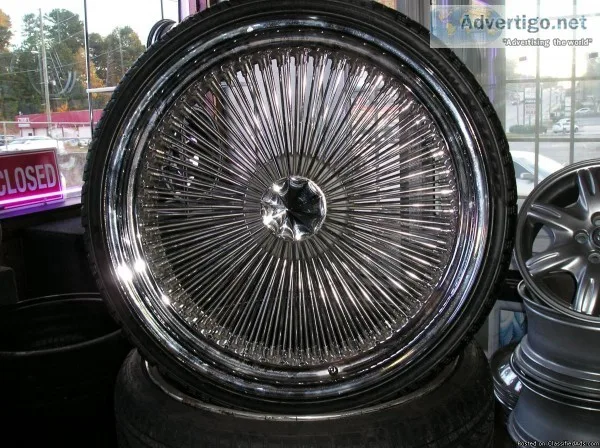 4 22 inch 100 spoke wire wheels and tires