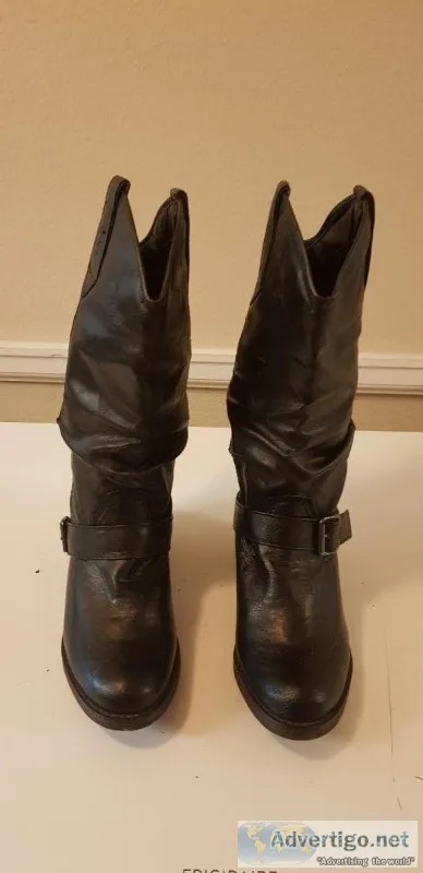 Western boots leather black 8.5m new