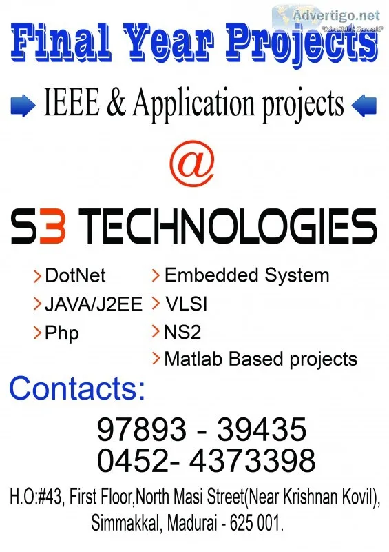 Final year project center in madurai