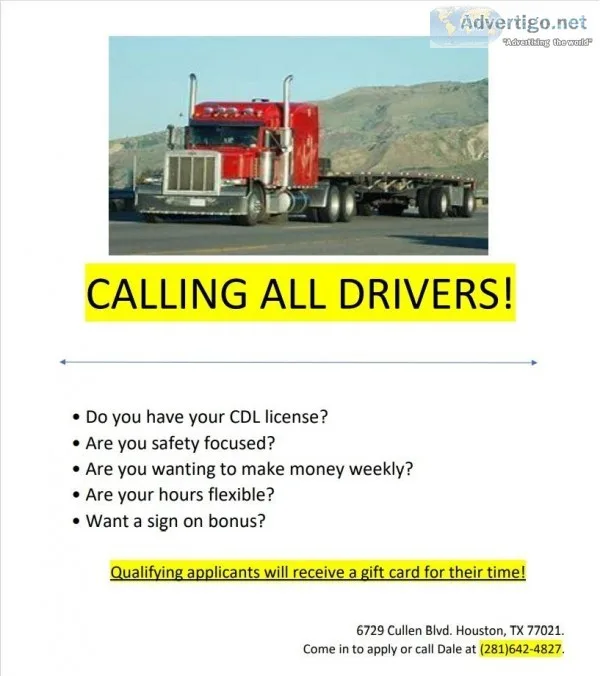 CDL drivers needed