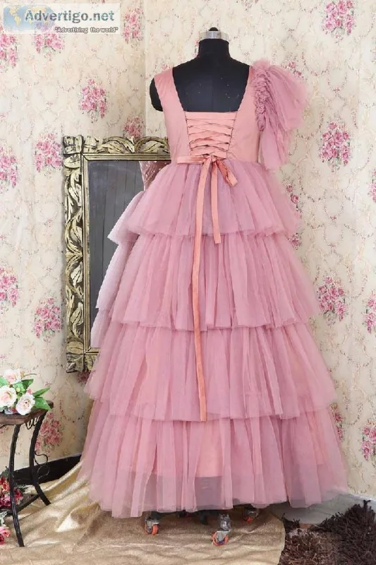 Shop Onion Pink Ruffled Gown Online