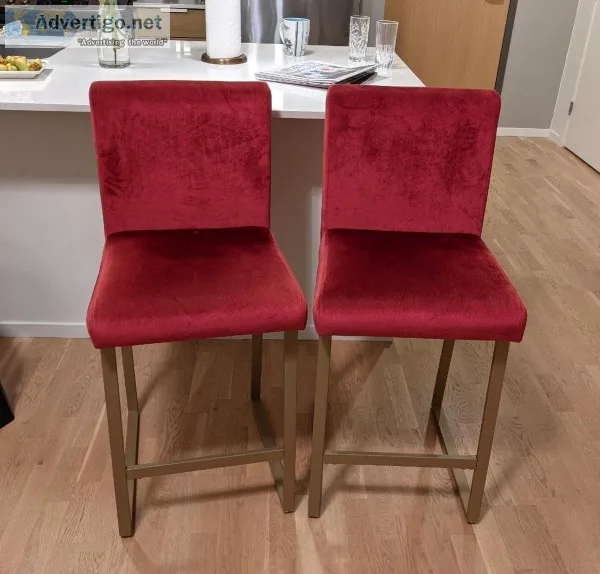 2 red tall chairs for kitchen  bar stools