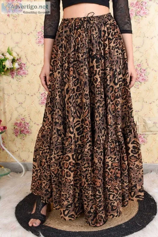 Shop Animal Printed Flared Skirt Online