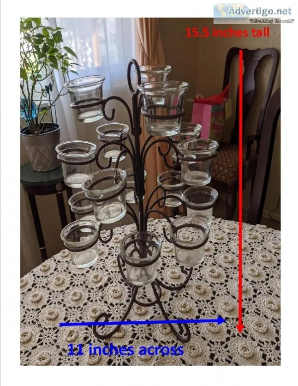 Black Scrolled metal glass tea light candle holder