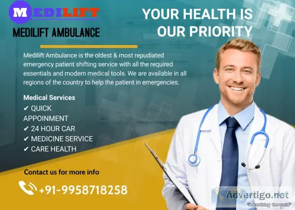 Cardiac Monitor Ambulance Service in Howrah Kolkata by Medilift