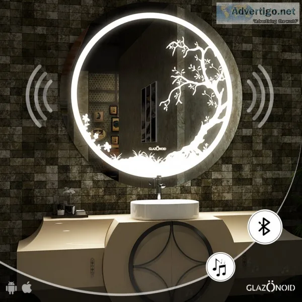 Makeup mirror with led lights and bluetooth