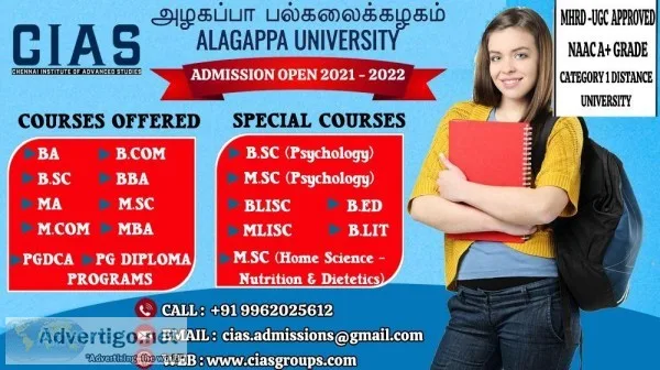 ADMISSIONS OPEN FOR BBA  MBA COURSES IN ALAGAPPA UNIVERSITY. CAL